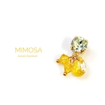  ꫛꫀꪝ✧‧˚春の訪れ　ミモザ　マスクチャーム　マグネット　スワロフスキー　6ミリ　ジルコニア　プレゼント　mimosa ミニサイズ