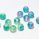 ガラスビーズ　6ｍｍ　グリーン×イエロー＊ブルーグリーン×ピンク　計７０個♪