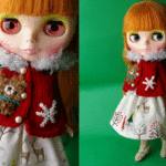 ★赤・クリスマス・くまさんと雪の結晶ニット★くま太郎・ブライス洋服