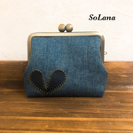 ご依頼品◇デニム×ハート◇がま口ポーチ