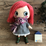 着せ替え〈2点セット〉ෆ̈ ハッピードール　イーマリー　(マフラー・レース付きワンピ) 千鳥格子　ミックス