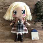 着せ替え〈単品〉レース付きワンピース　ベージュ　チェックෆ̈ ハッピードール　イーマリー　