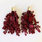 Dark Red Lace Fabric Tassels