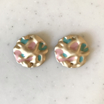 Matte Gold Pink Blue Hammered Pendant Tops