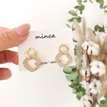𓐍シルバー925芯𓐍パール　ビジュー　チェーン　ピアス　インポート　シンプル　ニュアンス　定番　オシャレ　大人カジュアル　清楚　ブライダル　二次会　淡色　ゴールド　キラキラ　オフィス