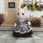 シルバニアファミリー＊シルバニア服＊お母さんブラウンチェック＊ワンピース＊