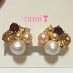 *♡コットンパールのキラキラビジューイヤリング/ピアス♡*