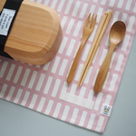 【【完成品】北欧風格子柄　ランチョンマット　フレンチカラー  ピンク×ホワイト】　縦30cm×横40cm　入園入学準備、小学校、給食,北欧、ネーム