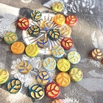【3色ペア6コセット】JIRI＊IVANA#czech beads#チェコビーズ　monstera leaf14㎜ mix assort /bronze