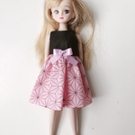 麻の葉模様　リカちゃん　ワンピース　黒　(期間限定)