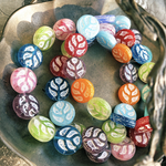 【3ペア6コセット】JIRI＊IVANA #czech beads#チェコビーズmonsteraleaf14㎜ mix assort /white