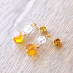 💛💎心身のエネルギーを調和させる💎💛アンバー&クオーツ　パワーストーンピアス