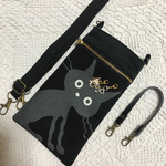 ハンドメイド　スマホポーチ　ファスナー付き　【ココランド　大きなネコ】