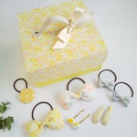 入園入学のお祝いに・・・へアクセサリーとカルトナージュ収納BOXセット（イエロー）