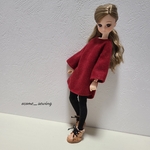 リカちゃん用*ビッグシルエットのワンピース（ボルドー）