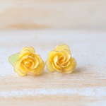 シュガーイエローのバラ ピアス/イヤリング