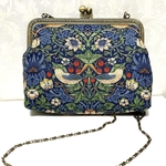 ウィリアムモリス　ハンドメイド　ショルダー　がま口ポーチ　バッグ　いちご泥棒