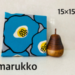 北欧風　ブルー　お花柄　ファブリックパネル   インテリアパネル　15×15