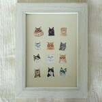 sale！シンプルな絵＊眼鏡をかけた12匹の猫さん＊原画