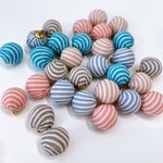 10個　布ビーズチャーム　ストライプMix　約14mm×17mm　Q013-0
