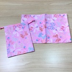 【給食2点セット】デニム ネコポケット柄 ねこ 猫 w60×40cm ランチョンマット w15×25cm コップ袋