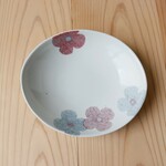 楕円中皿　訳あり（アップリケ　赤）磁器　
