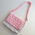 N様専用　くまステッチパステルPink×花柄パープルの通園バッグ