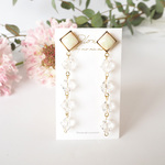 七宝焼 ４連スワロ ◇ ピアス/イヤリング　～ivory～
