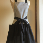 かわいいエプロン 白黒ストライプ✖️黒