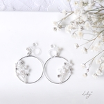 かすみ草のフープ小枝ピアス/イヤリングM*silver