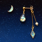 。*.夜のうちに.*。 月としずくのアンシンメトリーピアス