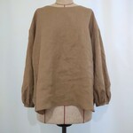 ハードマンズリネン（ベージュ）のドロップショルダーブラウス