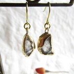 【再4】真鍮　水晶　原石　ピアス