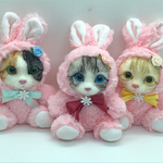 ラスト3体🐰🐰🐰　うさぎの着ぐるみサバ白猫ちゃん🐰🐱　サバ白猫　羊毛フェルト　アメリカンショートヘア