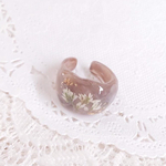 ブラウン ♡ ホワイト 押し花 リング レジン