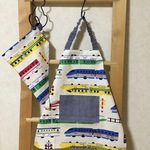【110】電車・新幹線☆子供 キッズ エプロン＆三角巾