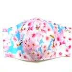 【立体マスク さくらサクラ桜 リアルプリント桜＆スカイブルー＆和晒し布♪】