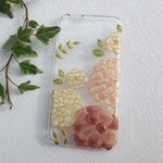 　手描き　おしゃれな和柄　菊花ハードスマホカバー(iphone6）クリアスマホケース