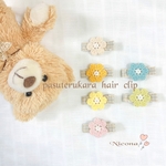 ＊２個セット＊natural pasuterukara  hair clip＊新生児から使えます＊上下滑り止め付き＊ベビードレス＊出産祝い＊