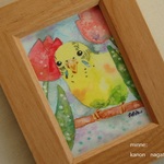 【原画】チューリップとインコ