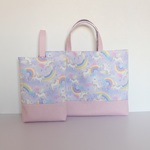 虹色ユニコーン☆パープル×ピンクラメ  入園入学２点セット　レッスンバック＆シューズバック