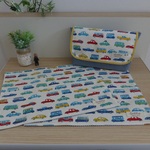 【オーダ－予約品】ｌ様専用＊横入れお弁当袋＆ランチマット　くるま柄