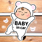 ベビーインカー【モコモコくま耳.しろくま】マグネットステッカー　カーステッカー