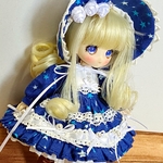 <値下げ>オビツ11  ワンピースセット 星柄　青