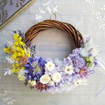 Lune Bonheur＜mimosa élégant＞＊受注制作＊ハーフムーンリース＊プリザーブドフラワー＊お花＊ギフト＊結婚祝い＊新築祝い＊お誕生日祝い＊ウェディング＊春の新作