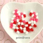 ♡再販×6♡【30個セット】 お薬 パーツ レッド×サーモンピンク 【ゆめかわいい】