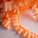 10-1  サーモンオレンジ サテンリボンフリルギャザーレース   約25㎜×1m