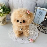 薔薇のお花リボンのプードルちゃん  羊毛フェルト  ☆    犬 トイプードル 