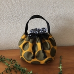 おくたごん巾着(カーキ水玉