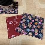 【送料込】和柄 カラフルな手毬と桜 コースター3枚セット